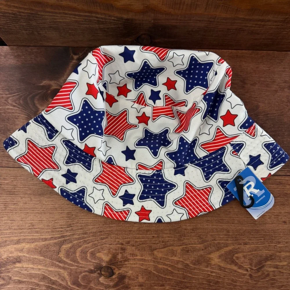 R Headwear Patriotic Stars Bucket Hat Red White Blue Americana HT1669 NEW